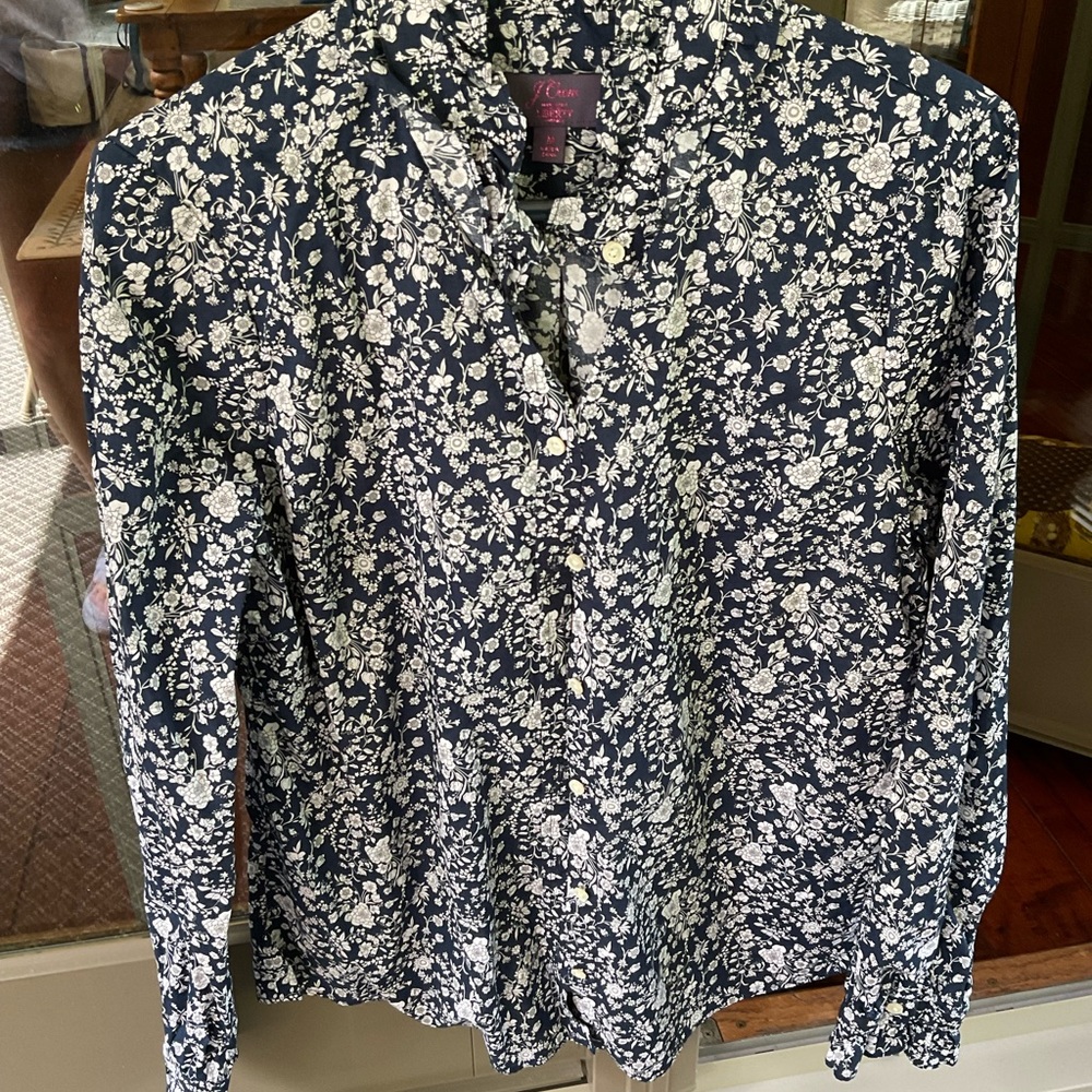 J. Crew Floral Ruffle Blouse